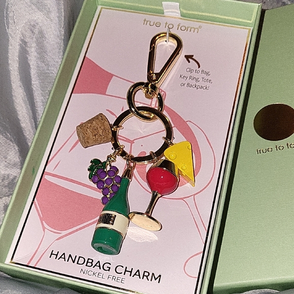 True To Form Wine and Cheese Handbag Charm BNIB HL - Picture 1 of 2